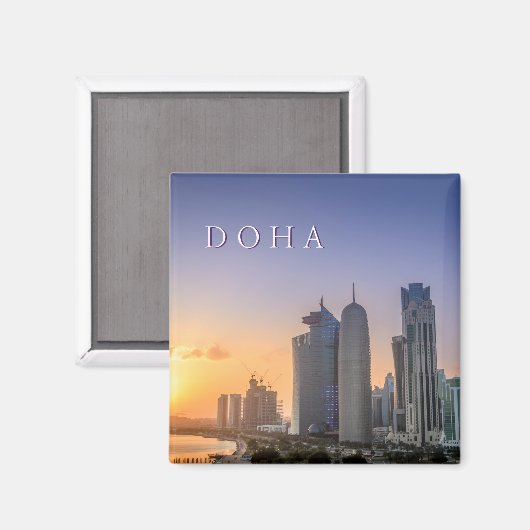 Zondag over de stad Doha, Qatar Magneet (Voorkant / Achterkant)