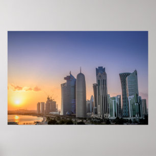 Zondag over de stad Doha, Qatar Poster