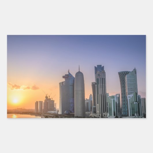 Zondag over de stad Doha, Qatar Rechthoekige Sticker (Voorkant)