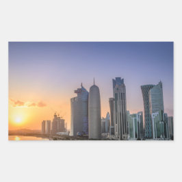 Zondag over de stad Doha, Qatar Rechthoekige Sticker