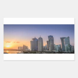 Zondag over de stad Doha, Qatar Rechthoekige Sticker