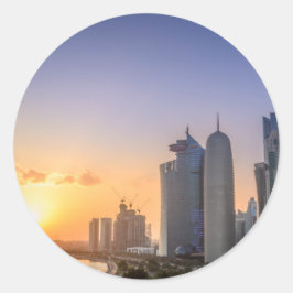 Zondag over de stad Doha, Qatar Ronde Sticker