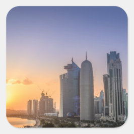 Zondag over de stad Doha, Qatar Vierkante Sticker