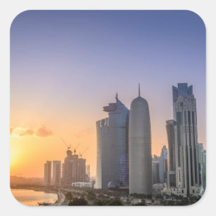 Zondag over de stad Doha, Qatar Vierkante Sticker