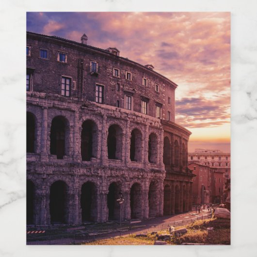 Zondag over het Colosseum van Rome in Rome Wijn Etiket (Enkel label)