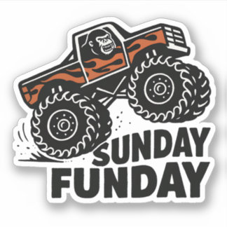 Zondag Pret Gorilla Monstertruck Grappige Sticker