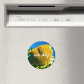 Zondag Quote Script Geel Zonnebloem Foto Magneet (Insitu (Vaatwasser))