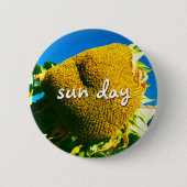 Zondag Quote Script Geel Zonnebloem Foto Ronde Button 5,7 Cm (Voorkant)