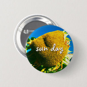 Zondag Quote Script Geel Zonnebloem Foto Ronde Button 5,7 Cm