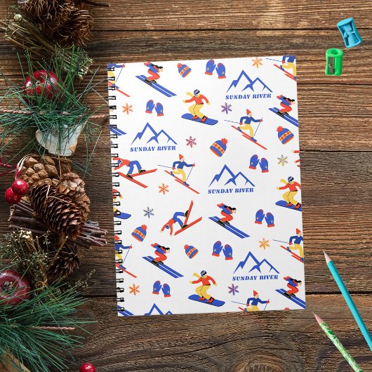 Zondag River Maine Ski Snowboard patroon Notitieboek