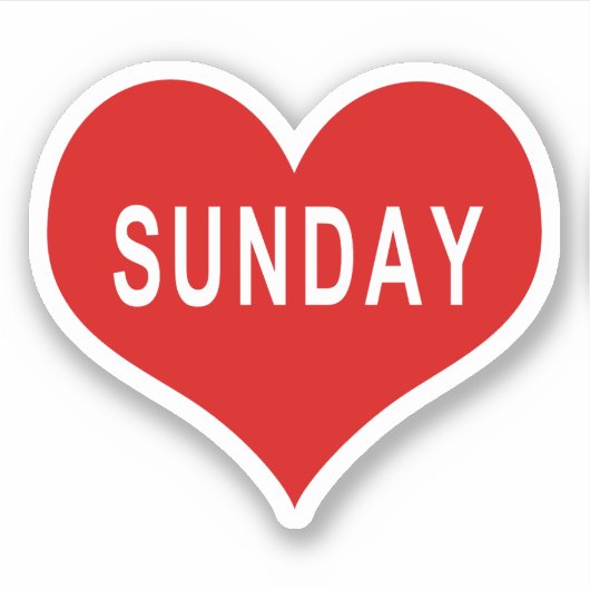 ZONDAG Rode Liefde Hart Vinyl Sticker (Voorkant)