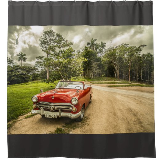 Zondag Saunter Mannelijke Rode Auto Douchegordijn (Voorkant)