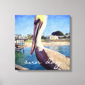 Zondag Schattigee Ocean Beach Pier Pelican Bird Fo Canvas Afdruk (Voorkant)