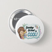 Zondag school is COOL. Ronde Button 5,7 Cm (Voorkant /achterkant)