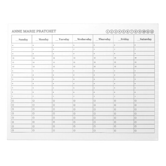 ZONDAG Start wekelijks de taken van het toestelsch Notitieblok (Voorkant)