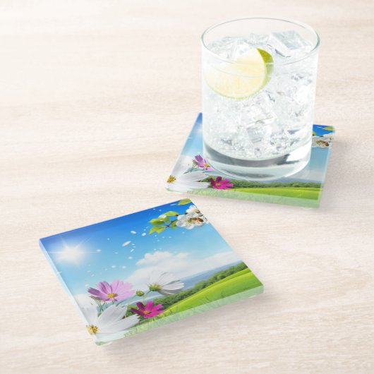 Zondag voorjaar en zomer glazen onderzetter (Schuin)