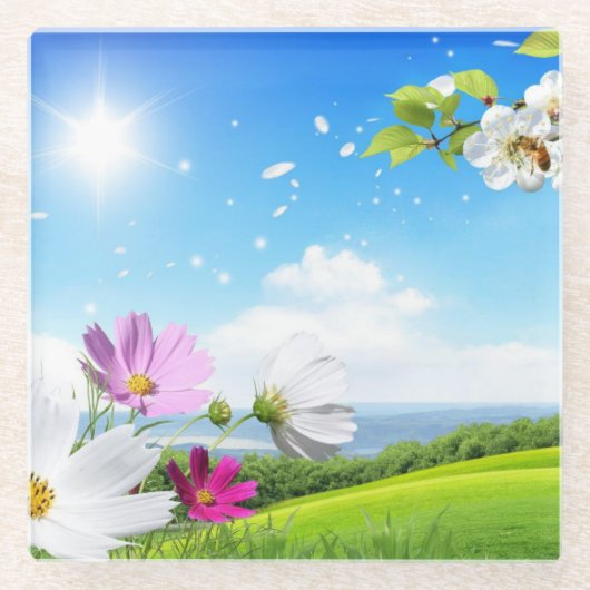Zondag voorjaar en zomer glazen onderzetter (Voorkant)