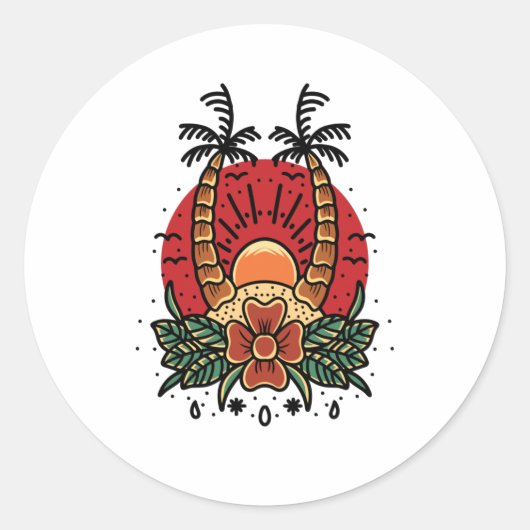 Zondag zomer ronde sticker (Voorkant)