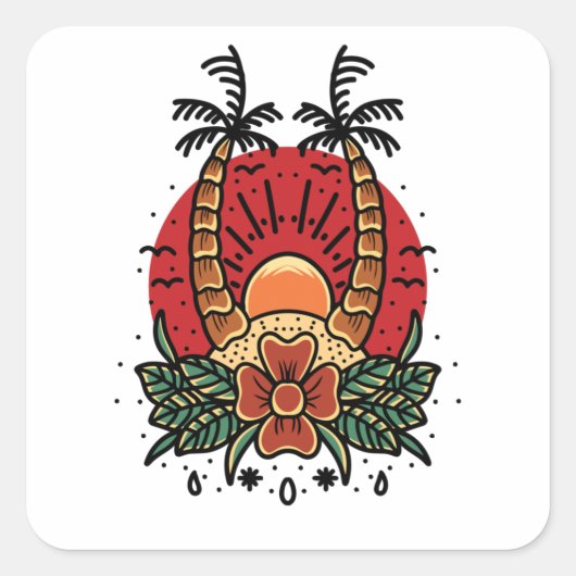 Zondag zomer vierkante sticker (Voorkant)
