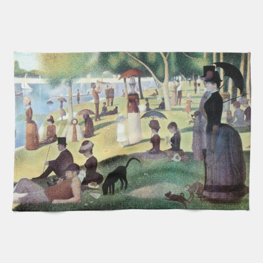 Zondagmiddag, eiland La Grande Jatte door Seurat Theedoek (Horizontaal)