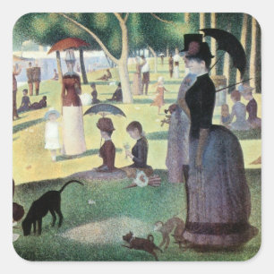 Zondagmiddag, Island La Grande Jatte door Seurat Vierkante Sticker