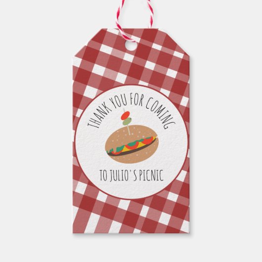 Zondagse BBQ Picknick Event Sandwich    Cadeaulabel (Voorkant)