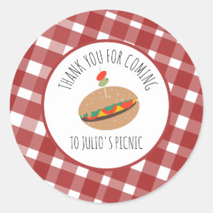 Zondagse BBQ Picknick Event Sandwich Ronde Sticker