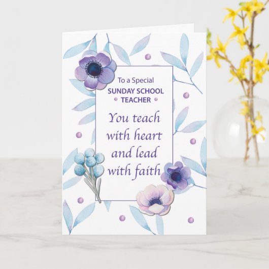 Zondagsschool Leraar Bedankt Leraar Waardering Kaart (Gele Bloem)