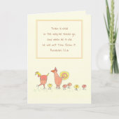 Zondagsschoolleerkracht traint kind bijbel kippen bedankkaart (Voorkant)