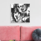 Zonde en Rook gemengde media canvas kunstwerk. Afdruk (Insitu (Woonkamer))