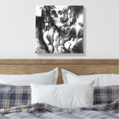 Zonde en Rook gemengde media canvas kunstwerk. Afdruk (Insitu (Slaapkamer))