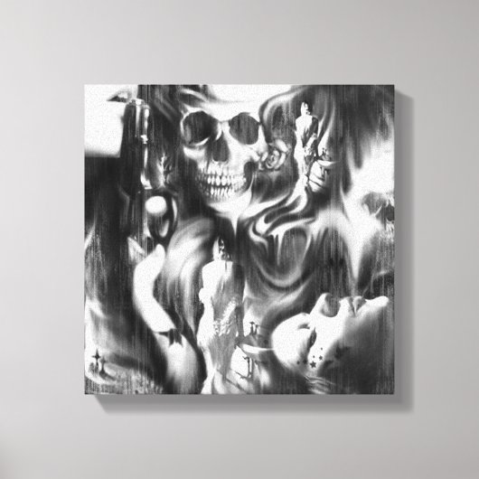 Zonde en Rook gemengde media canvas kunstwerk. Afdruk (Voorkant)
