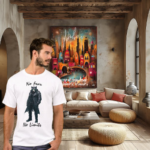 zonder Angst en Grenzen Futuristisch Krijger T-Shi T-shirt