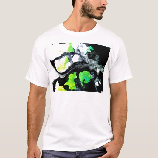 Zonder dik abstract schilderij zwart wit groen t-shirt (Voorkant)