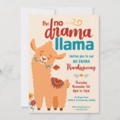Zonder Drama Lama Thanksgiving Crème Uitnodiging (Voorkant)