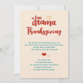 Zonder Drama Lama Thanksgiving Crème Uitnodiging (Achterkant)