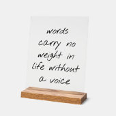 Zonder een stem acryl teken bord (Hoek)