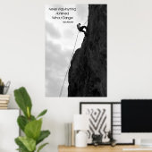 "Zonder gevaar" Poster met zwarte en witte klimmin (Thuiskantoor)