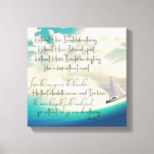 Zonder Him Hymn Lyrics met Bijbelversie Canvas Afdruk (Voorkant)