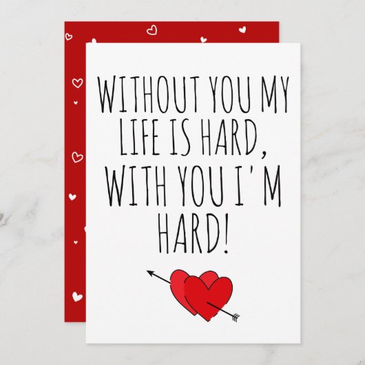 Zonder jou is mijn leven moeilijk met jou, ik ben feestdagenkaart (Voorkant / Achterkant)