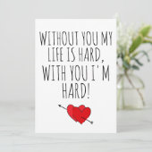 Zonder jou is mijn leven moeilijk met jou, ik ben feestdagenkaart (Staand voorkant)