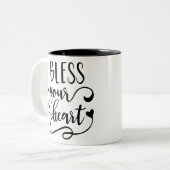 Zonder jouw hart tweekleurige koffiemok (Voorkant links)