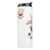 Zonder koffie zonder bruine tekst halloween thermosbeker (Gedraaid links)