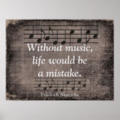 Zonder muziek - Friedrich Nietzsche quote - Afdruk Poster (Voorkant)