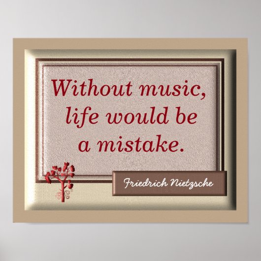 Zonder Muziek II - Nietzsche Quote - Afdrukken Poster (Voorkant)