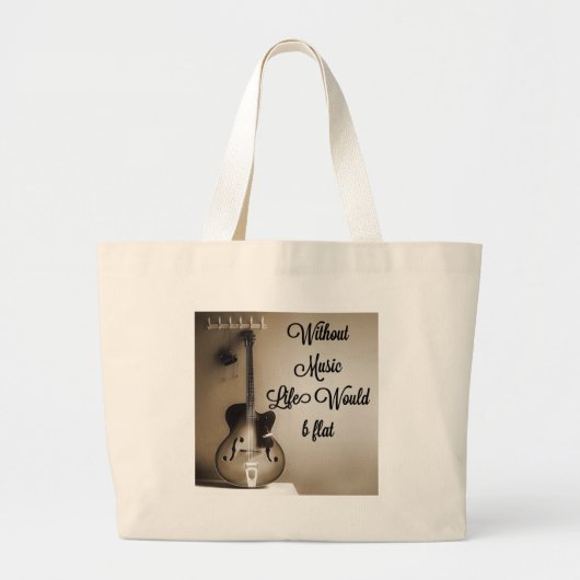 Zonder muziek zou het leven een flat zijn grote tote bag (Voorkant)
