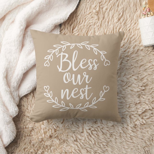 Zonder onze nestboerderij Beige Accent Pillow Kussen (Deken)