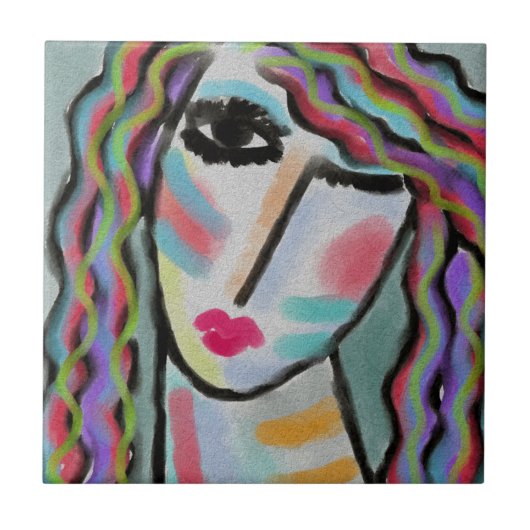 Zonder titel Abstract portret van een vrouw Tegeltje (Voorkant)