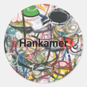 Zonder titel Abstract schilderij Hankamer Artjunkh Ronde Sticker