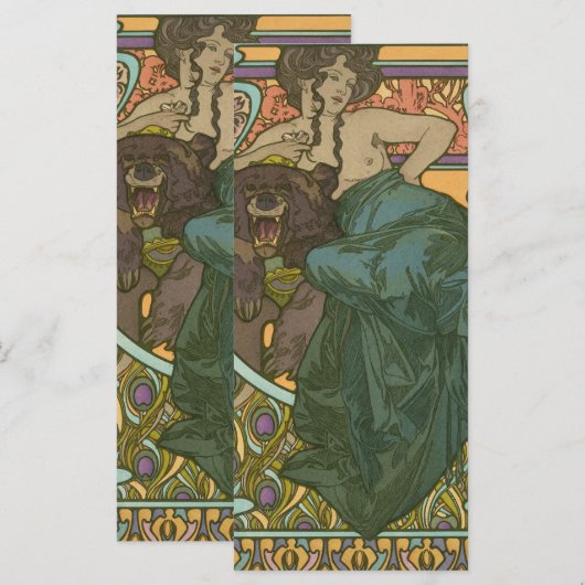 Zonder titel door Alphonse Mucha (1902) Menu (Voorkant / Achterkant)